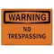 Signmission OSHA Warning Sign, 7" Height, 10" Width, Rigid Plastic, No Trespassing, Landscape, WS-P-L-12726 OS-WS-P-710-L-12726 - alternate 1